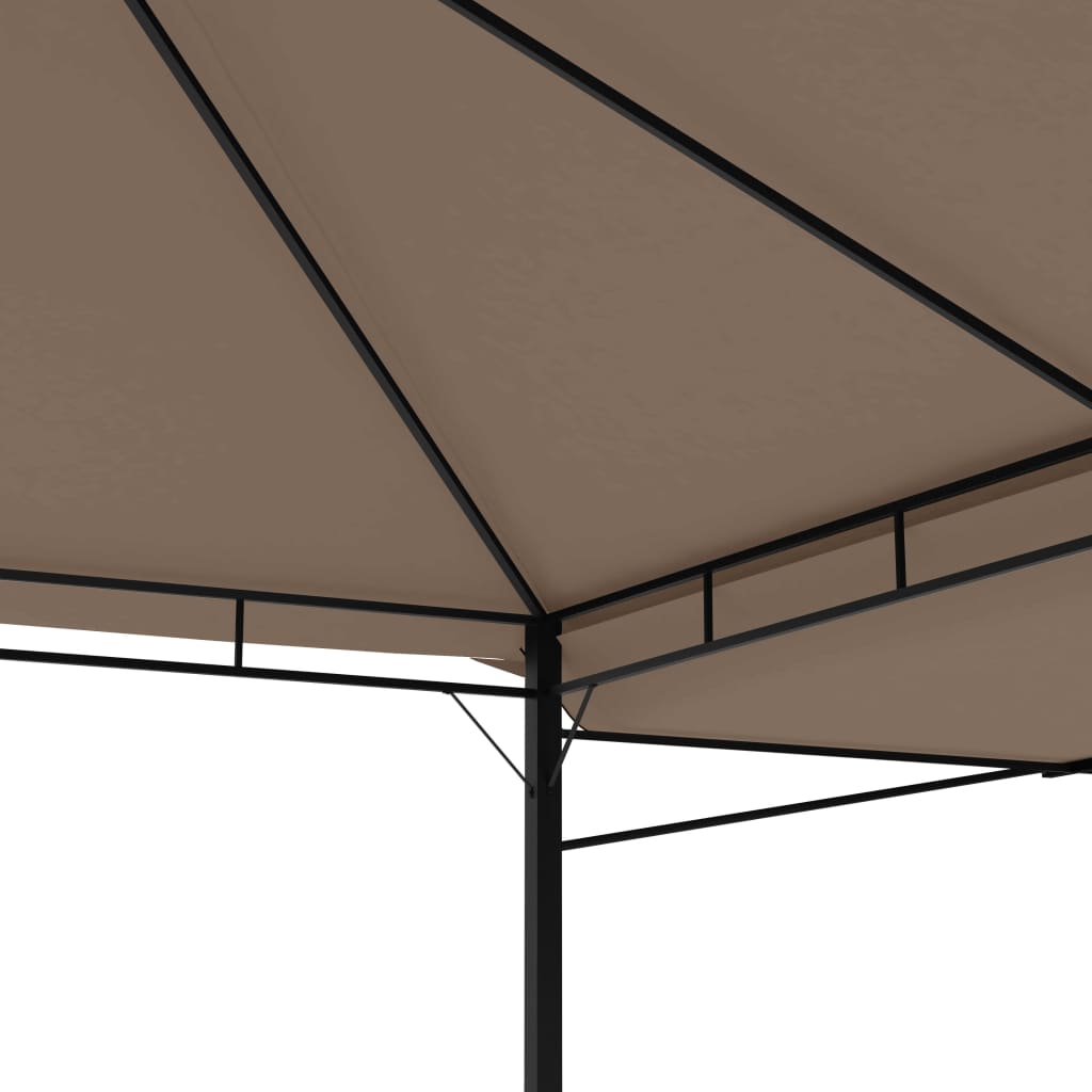 vidaXL Gazebo with Double Extending Roofs 3x3x2.75 m Taupe 180g/m²