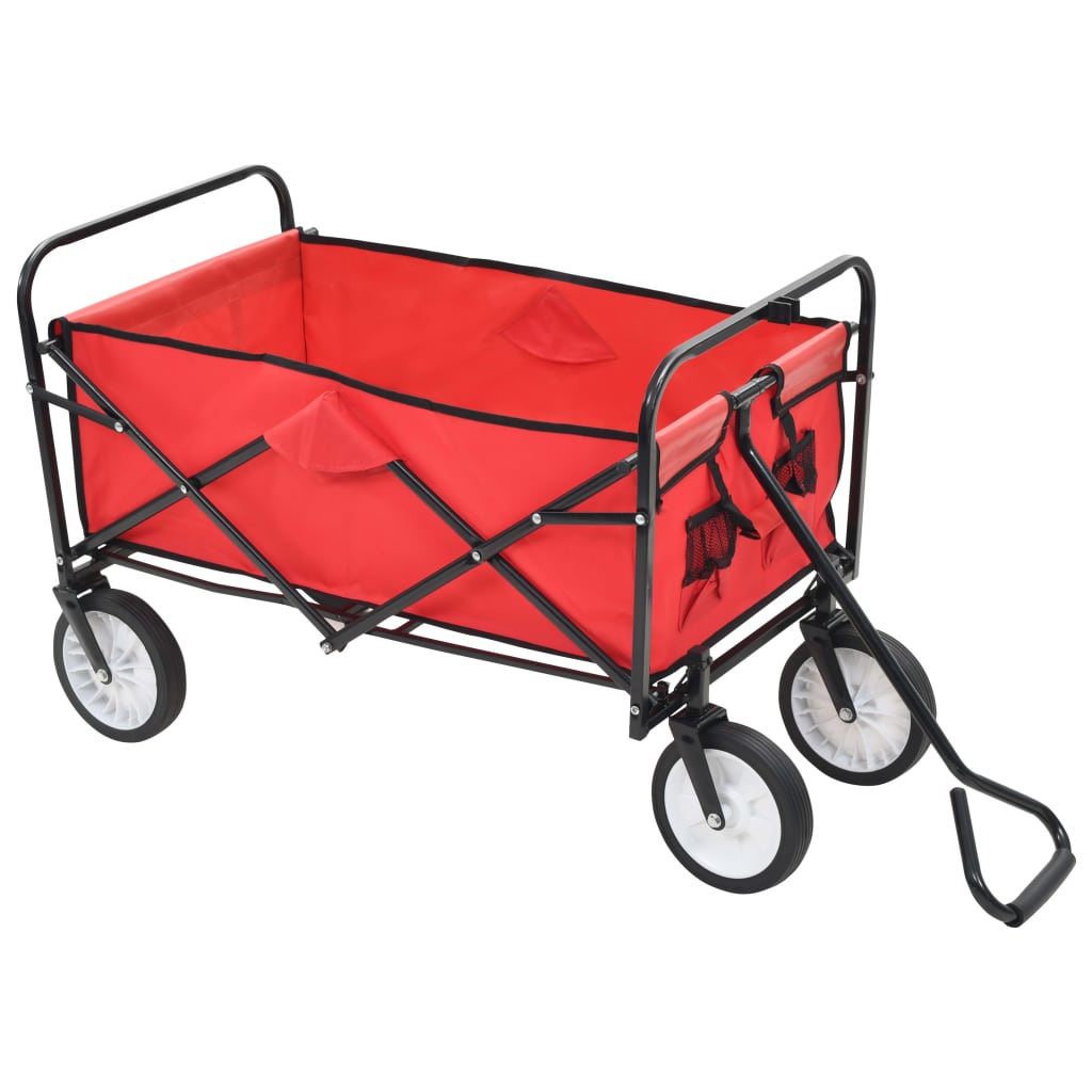 vidaXL Folding Hand Trolley Steel Red