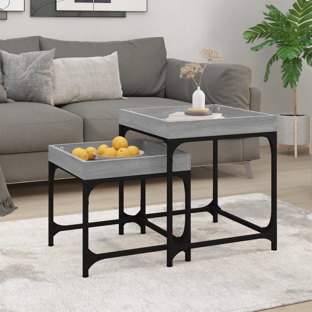 vidaXL Side Tables 2 pcs Grey Sonoma Engineered Wood