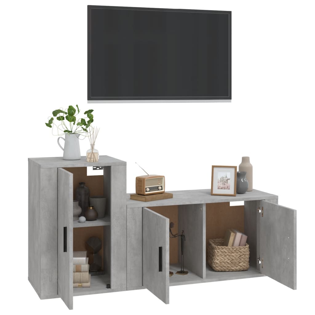 vidaXL 2 Piece TV Cabinet Set Concrete Grey Engineered Wood