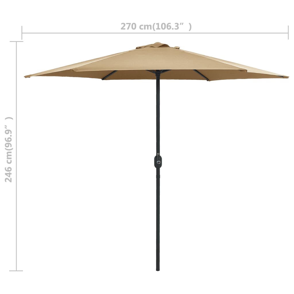 vidaXL Garden Parasol with Aluminium Pole 270x246 cm Taupe