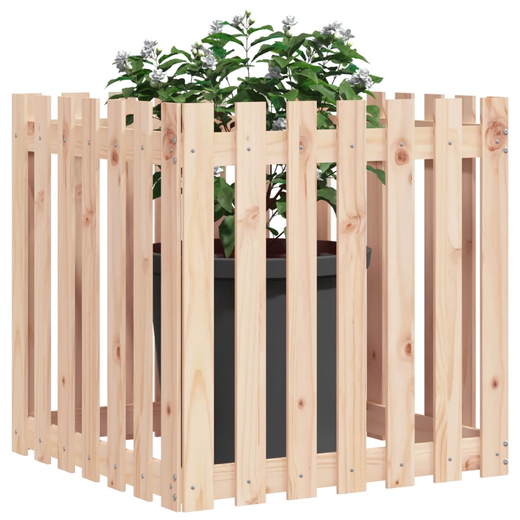 vidaXL Garden Planter with Fence Design 70x70x70 cm Solid Wood Pine