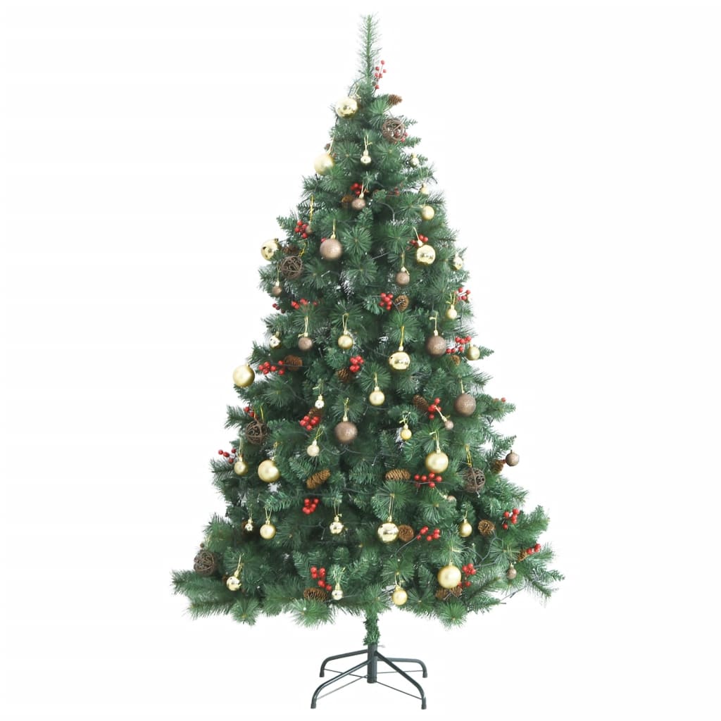 vidaXL Artificial Hinged Christmas Tree 300 LEDs & Ball Set 180 cm