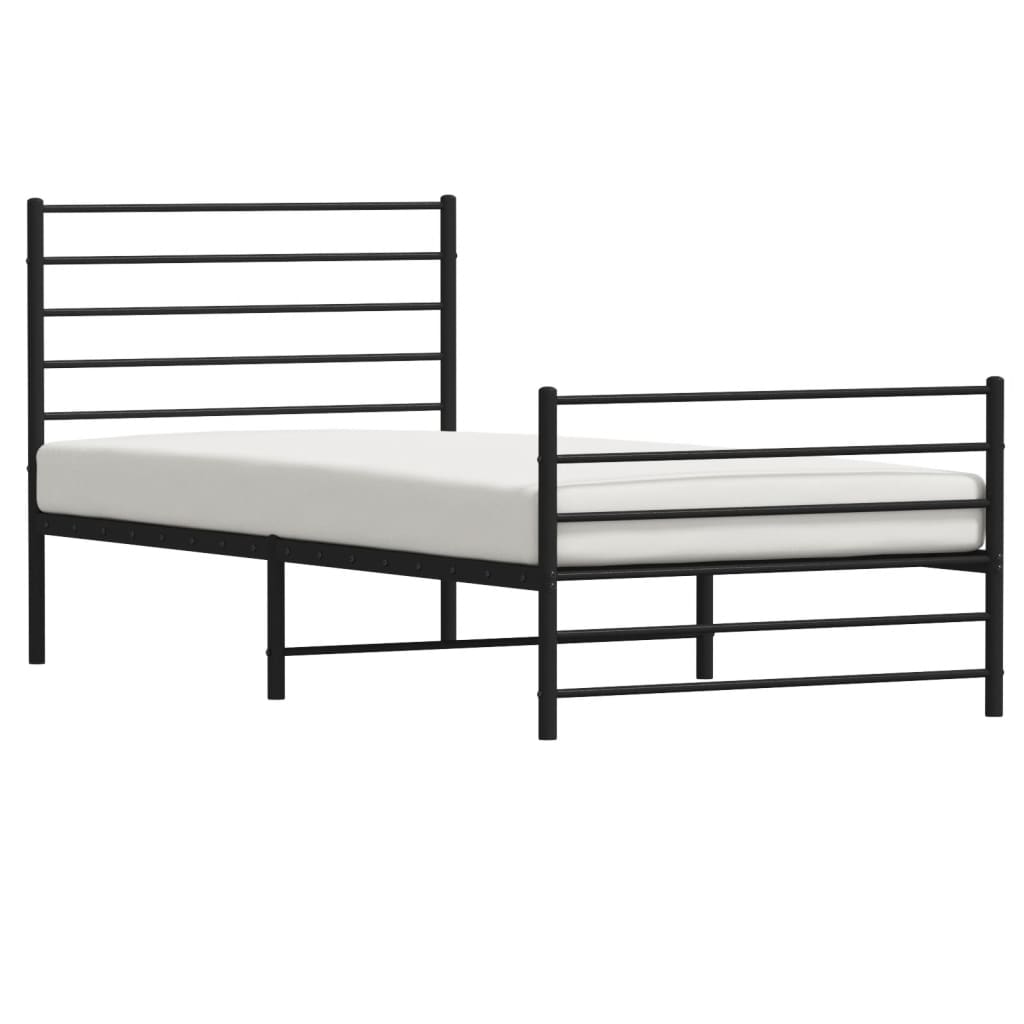 vidaXL Metal Bed Frame without Mattress with Footboard Black 107x203 cm