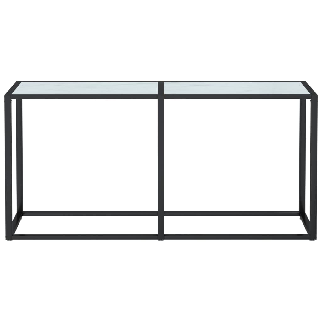 vidaXL Console Table White Marble 160x35x75.5cm Tempered Glass