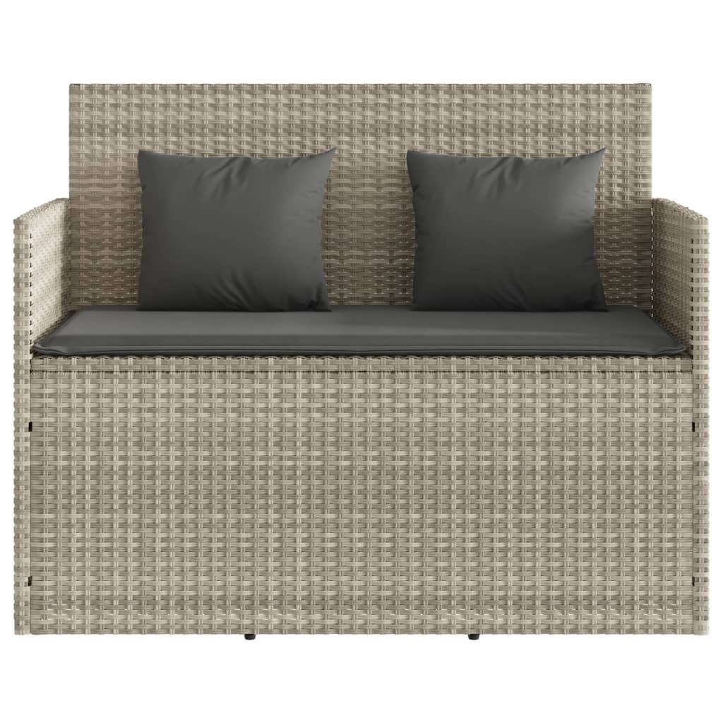 vidaXL Garden Bench with Cushions Light Grey Poly Rattan