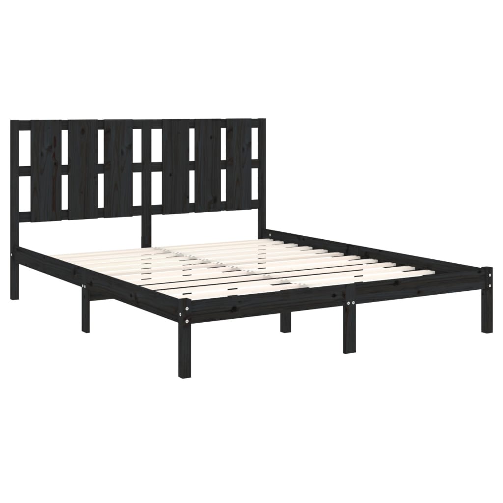 vidaXL Bed Frame without Mattress Black 150x200 cm King Size Solid Wood