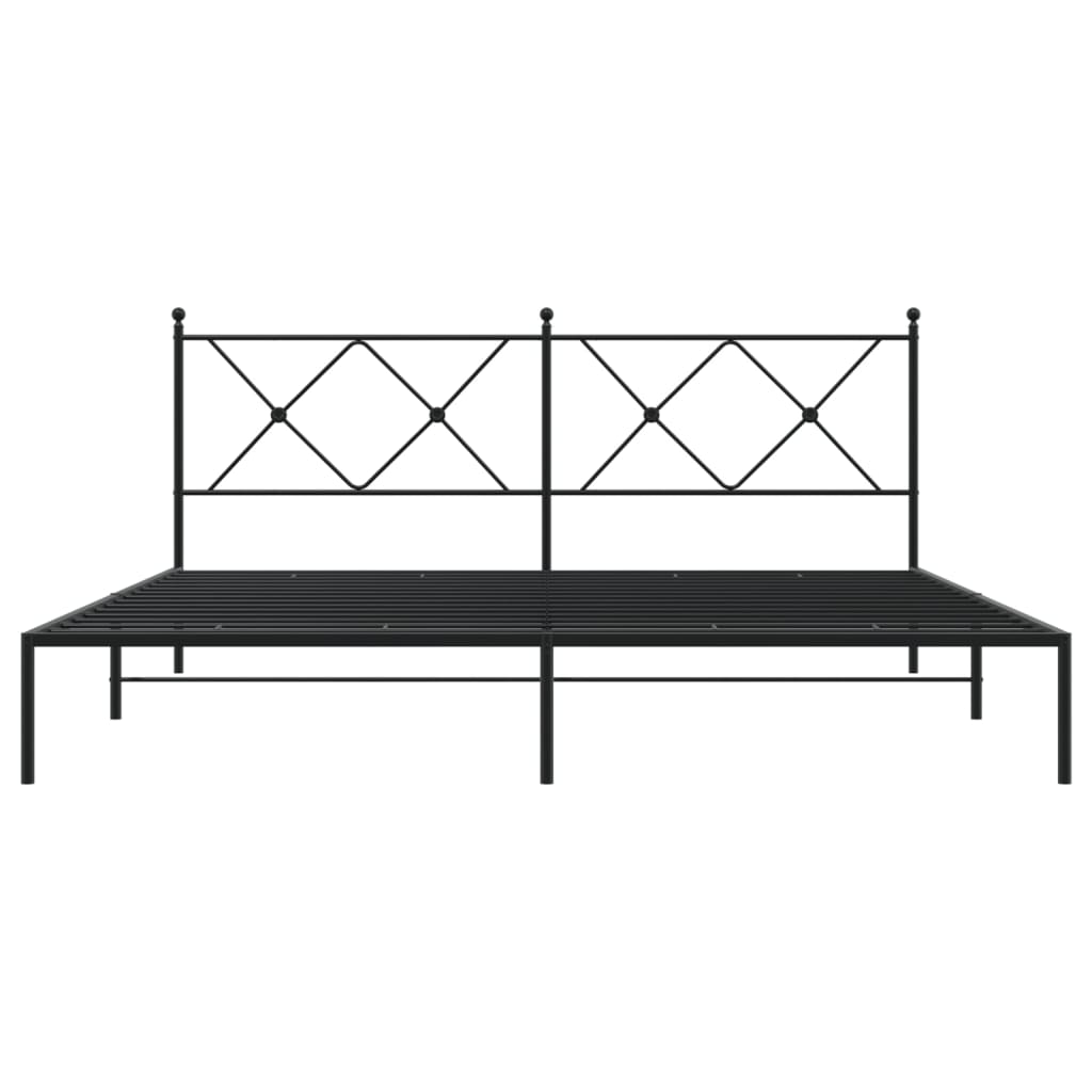 vidaXL Metal Bed Frame without Mattress with Headboard Black 180x200cm