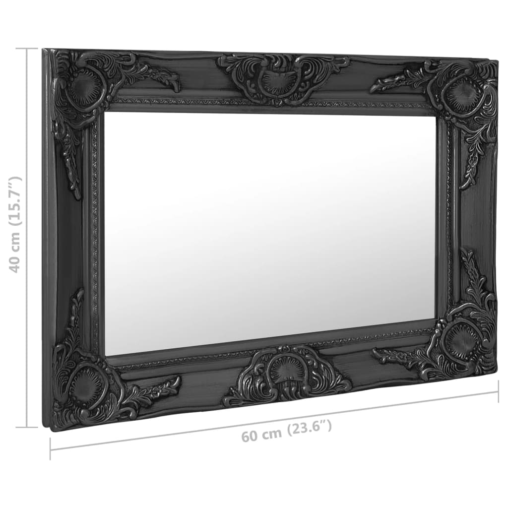 vidaXL Wall Mirror Baroque Style 60x40 cm Black