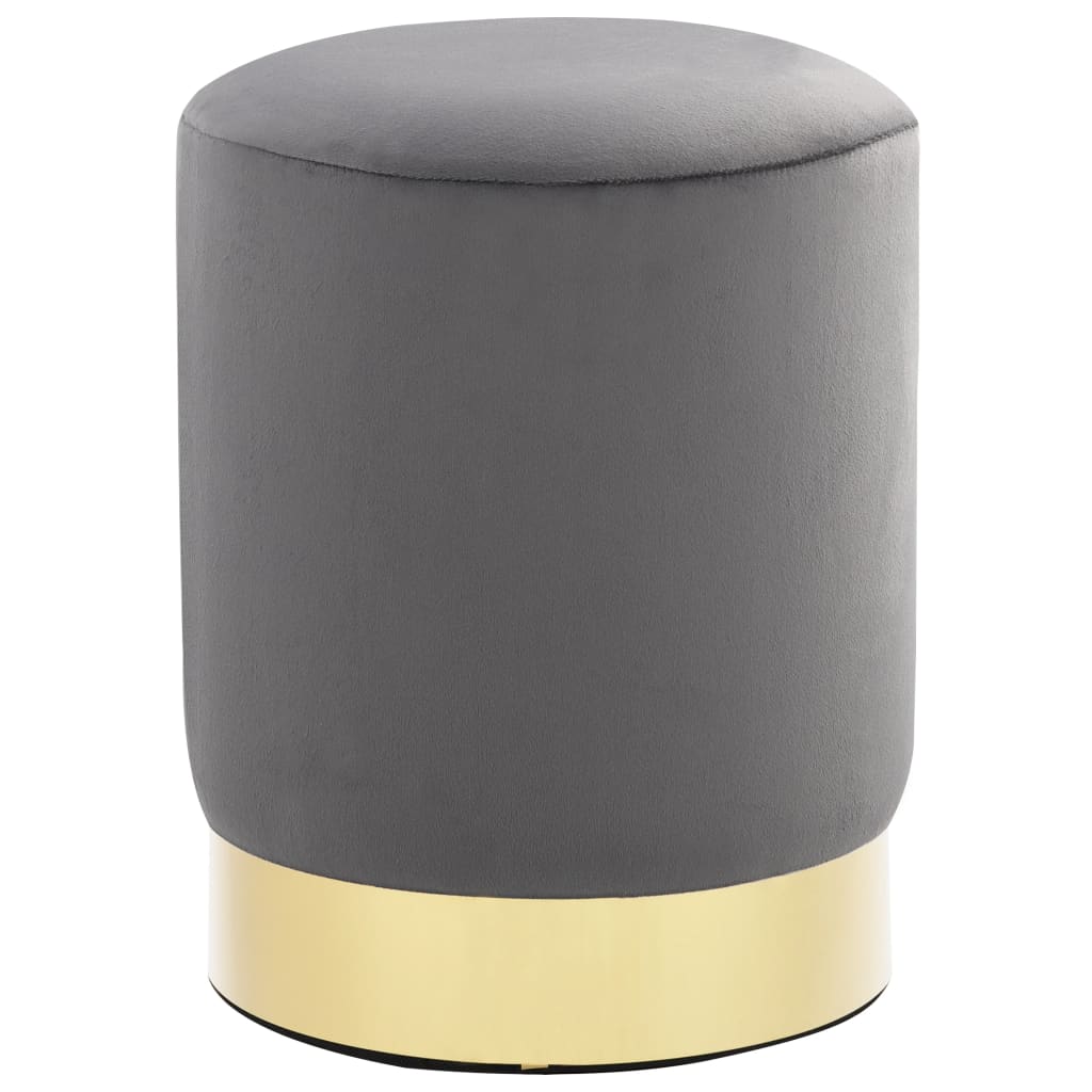 vidaXL Stool Dark Grey and Gold Velvet