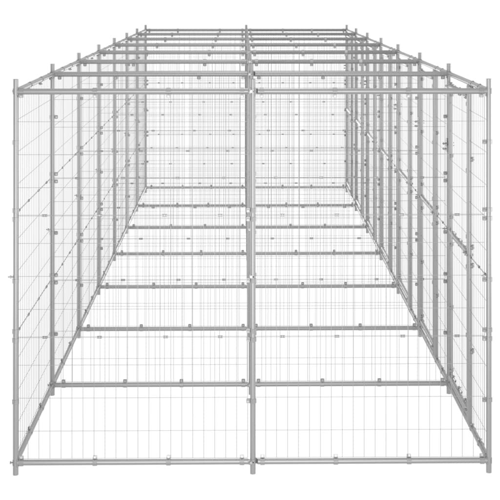 vidaXL Outdoor Dog Kennel Galvanised Steel 16.94 m²