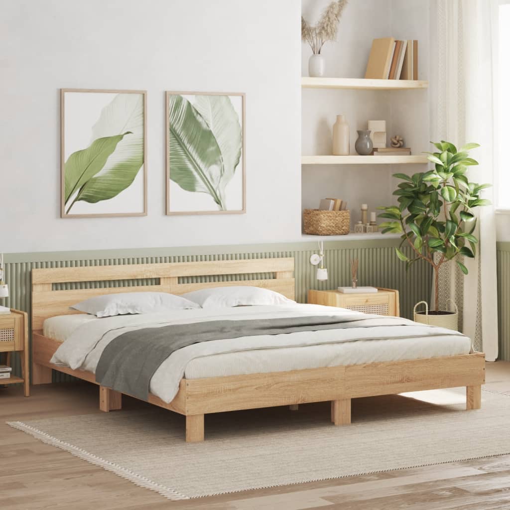 vidaXL Bed Frame without Mattress Sonoma Oak 180x200 cm Super King