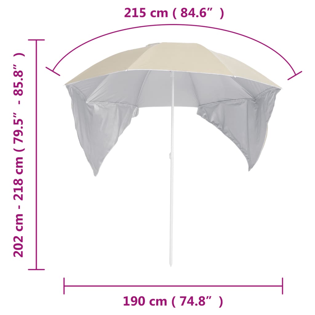 vidaXL Beach Parasol with Side Walls Sand 215 cm