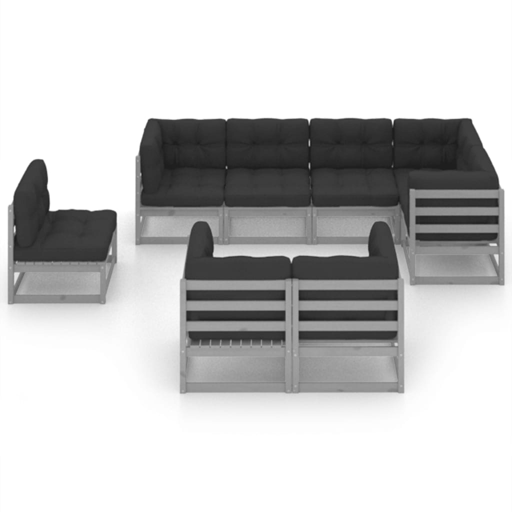 vidaXL 8 Piece Garden Lounge Set with Cushions Solid Pinewood