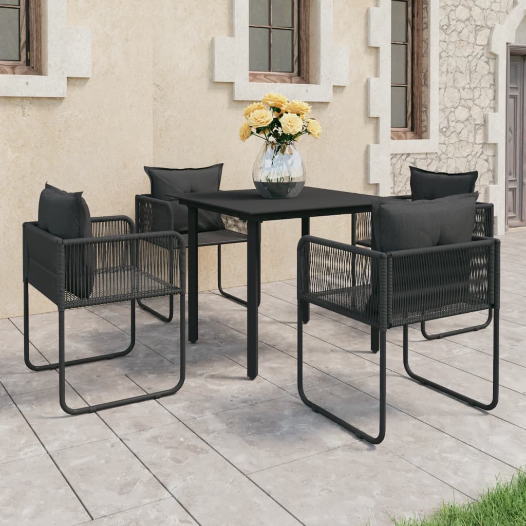 vidaXL 5 Piece Garden Dining Set PVC Rattan Black