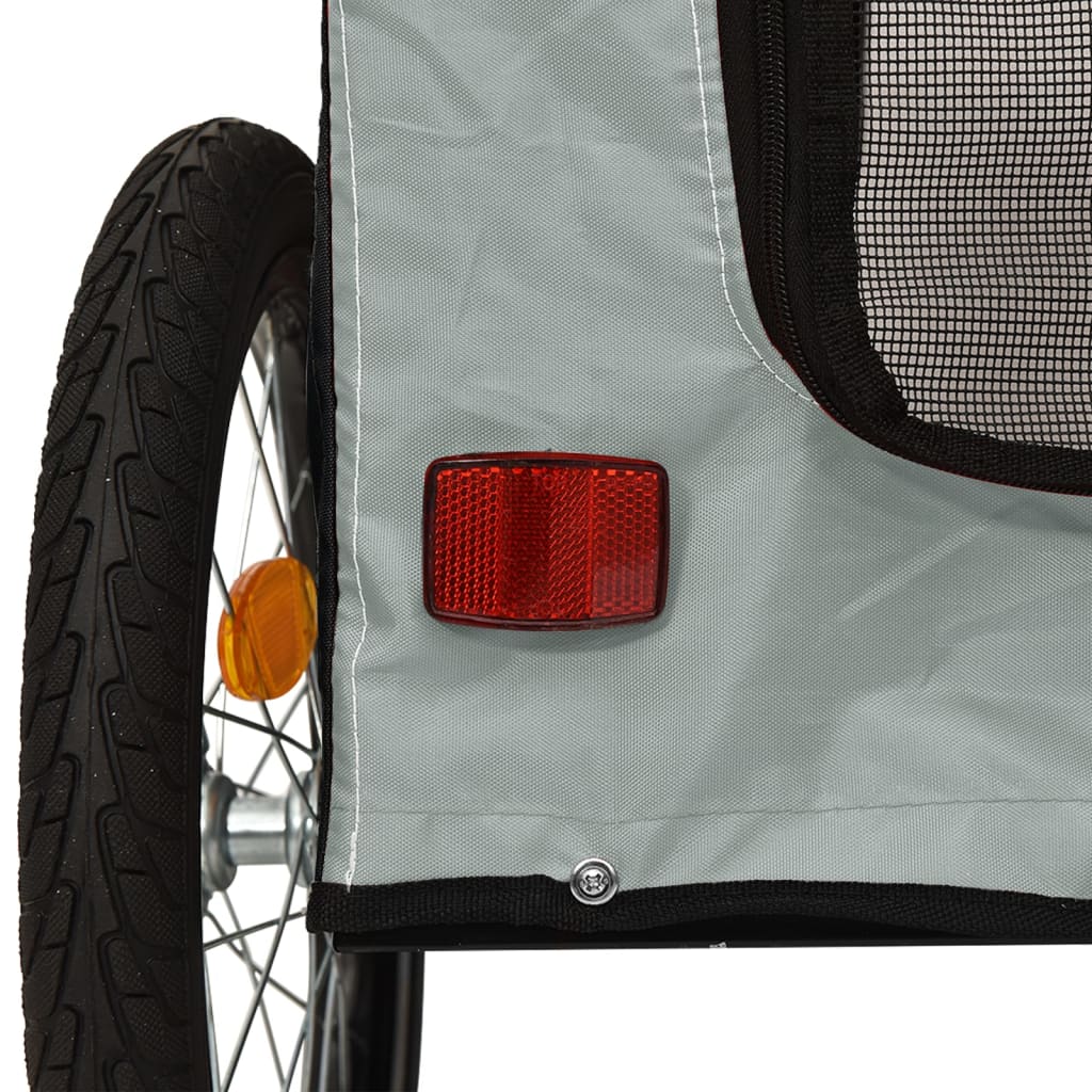 vidaXL Pet Bike Trailer Grey and Black Oxford Fabric&Iron