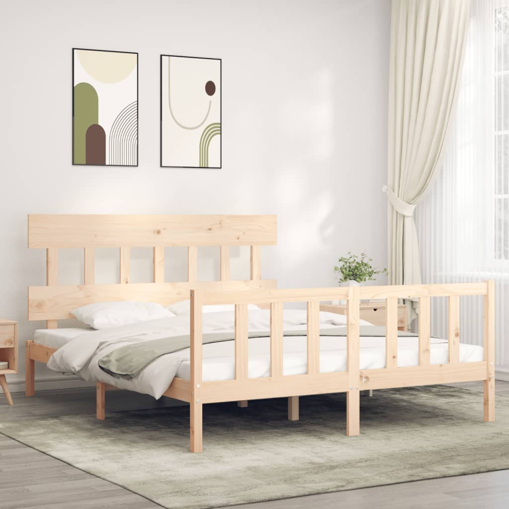 vidaXL Bed Frame without Mattress King Size Solid Wood Pine