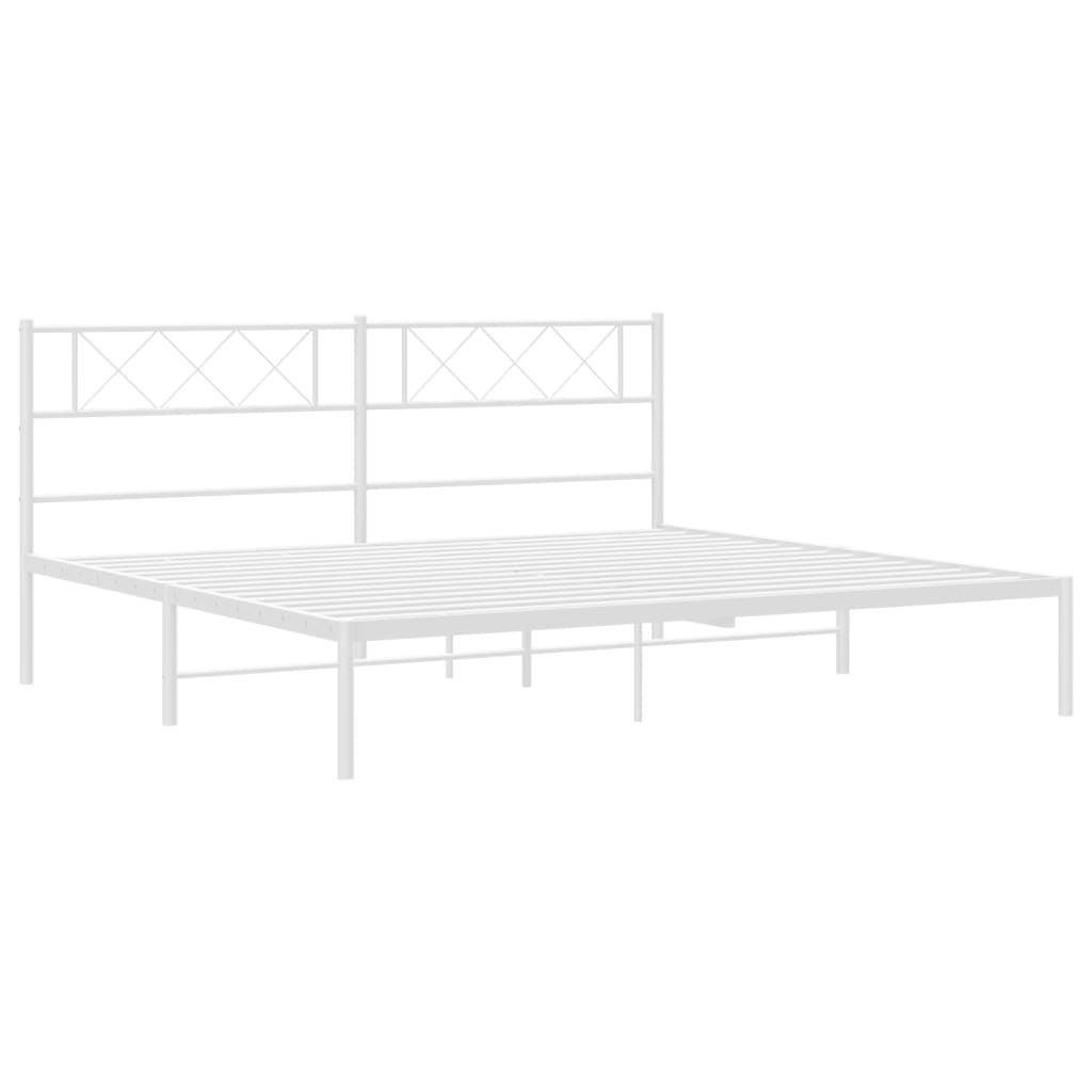 vidaXL Metal Bed Frame without Mattress with Headboard White 180x200 cm Super King