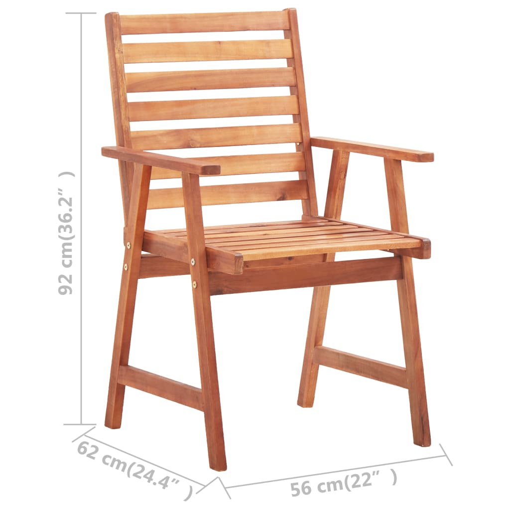 vidaXL Outdoor Dining Chairs 4 pcs with Cushions Solid Acacia Wood