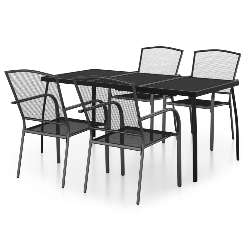 vidaXL 5 Piece Garden Dining Set Anthracite Steel