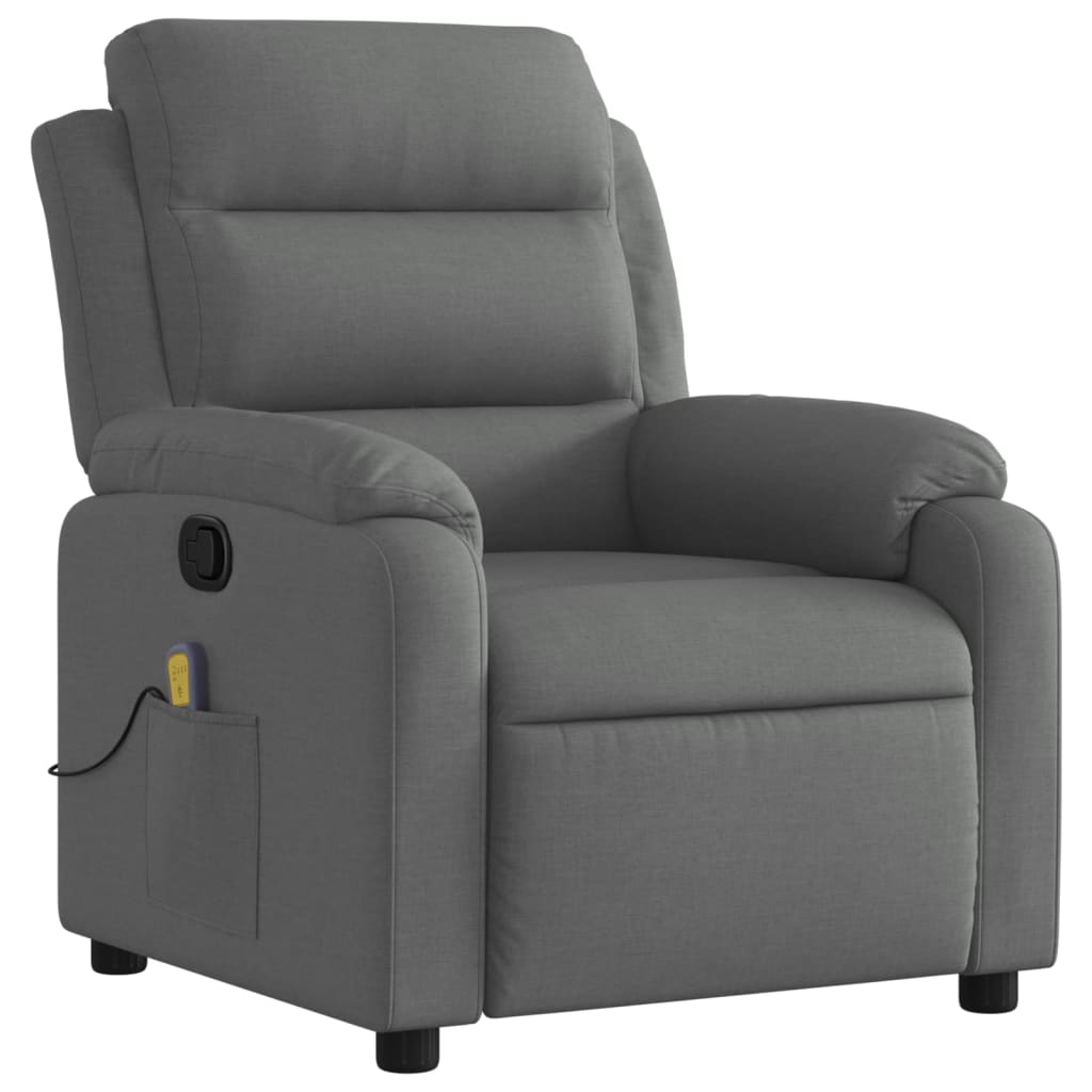 vidaXL Massage Recliner Chair Dark Grey Fabric