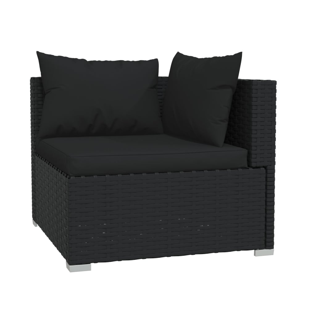 vidaXL 6 Piece Garden Lounge Set with Cushions Poly Rattan Black