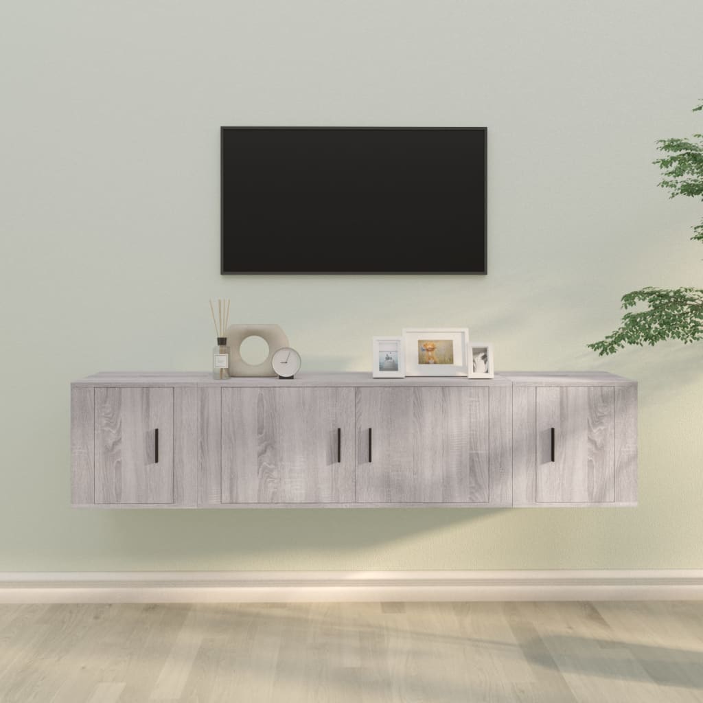 vidaXL 3 Piece TV Cabinet Set Grey Sonoma Engineered Wood