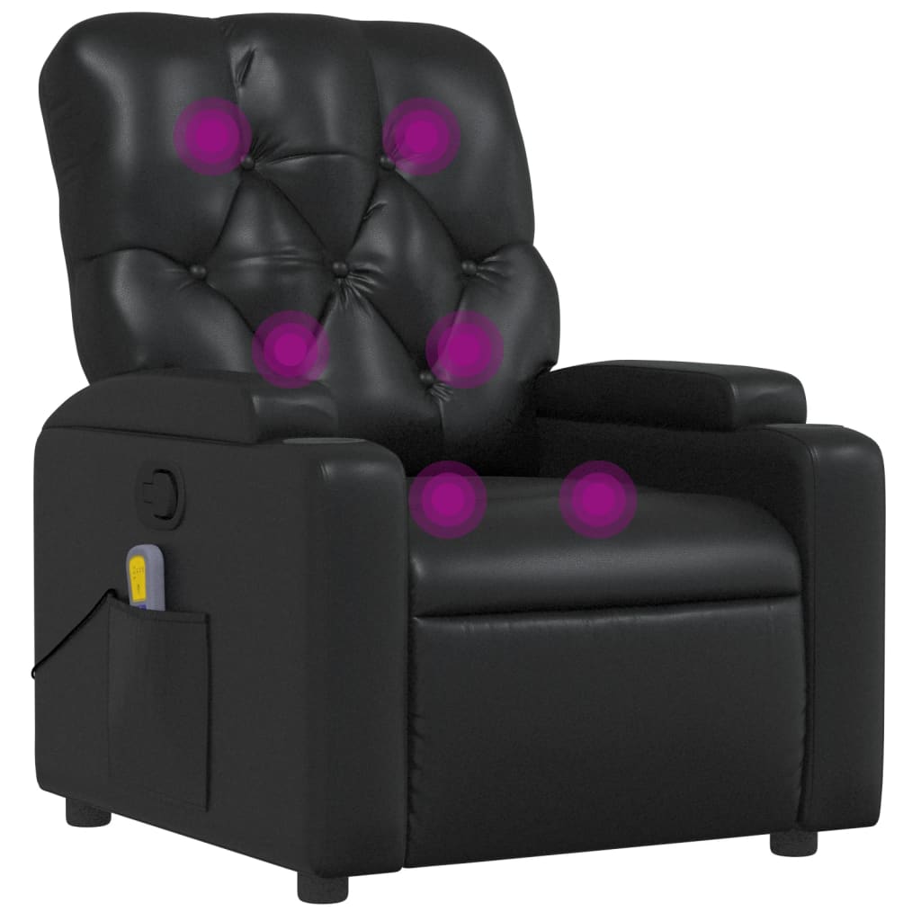 vidaXL Massage Recliner Chair Black Faux Leather