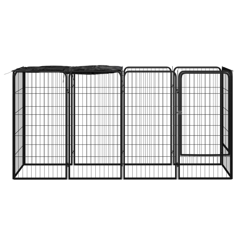 vidaXL 10-Panel Dog Playpen Black 50x100 cm Powder-coated Steel