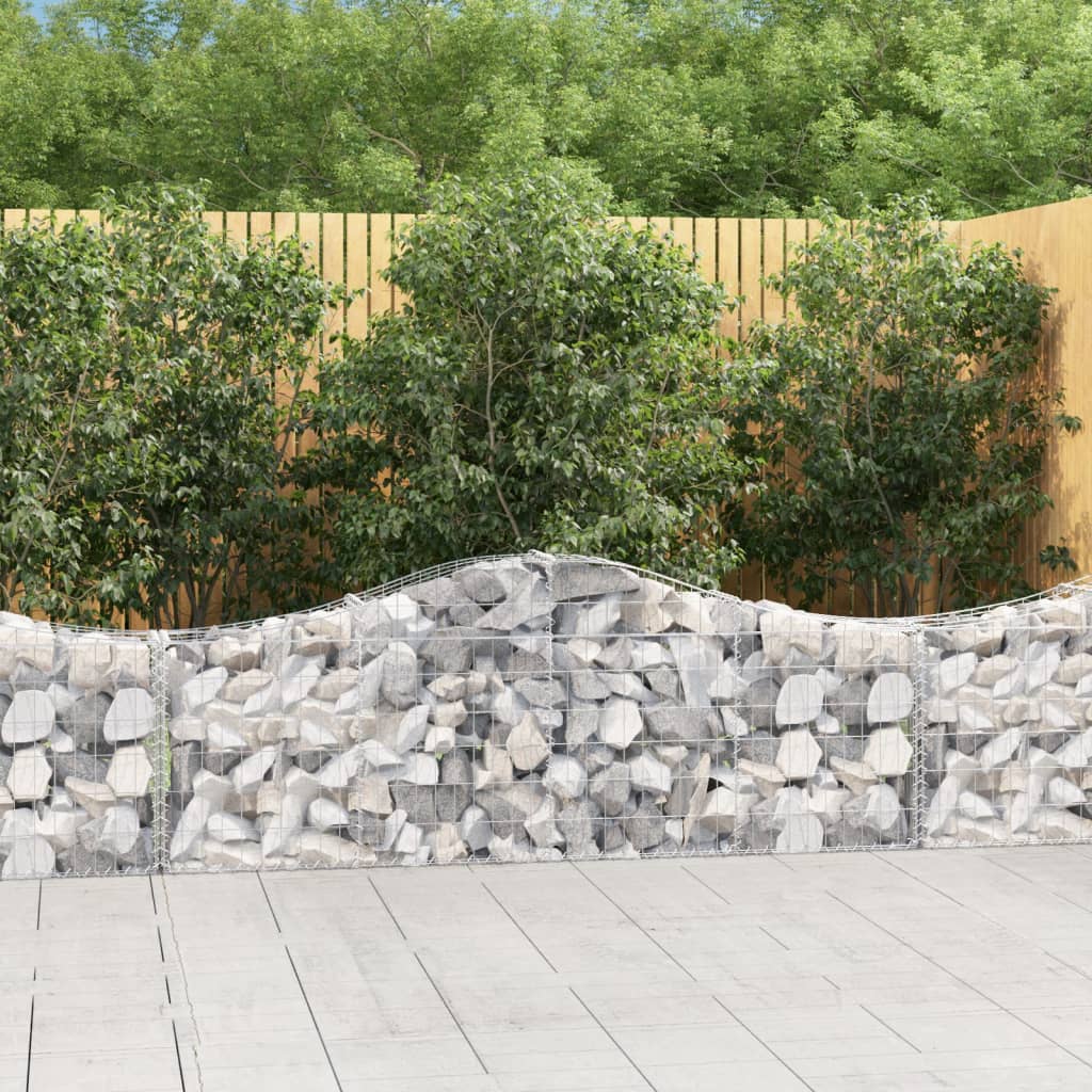 vidaXL Arched Gabion Baskets 9 pcs 200x30x60/80 cm Galvanised Iron