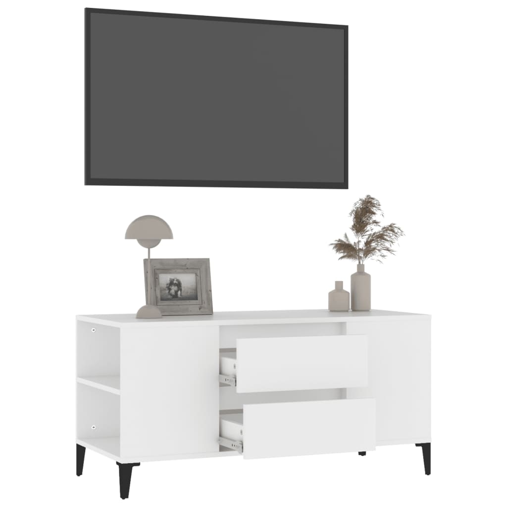 vidaXL TV Cabinet White 102x44.5x50 cm Engineered Wood