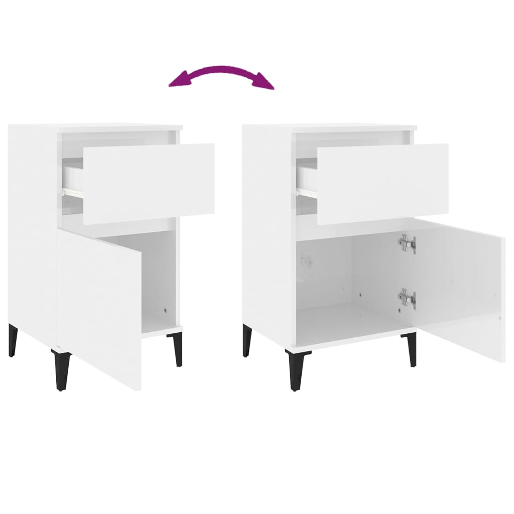 vidaXL Bedside Cabinets 2 pcs High Gloss White 40x35x70 cm