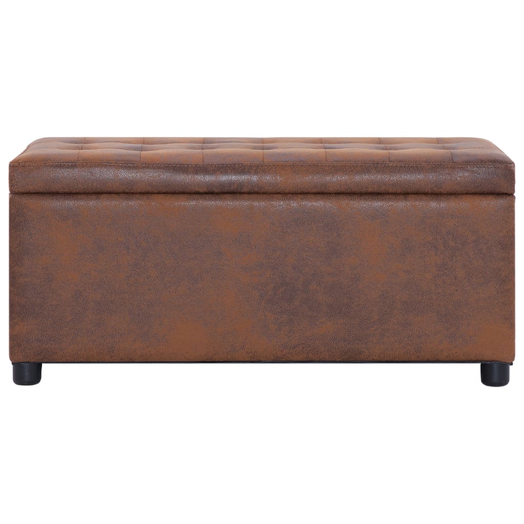 vidaXL Storage Ottoman 87.5 cm Brown Faux Suede Leather