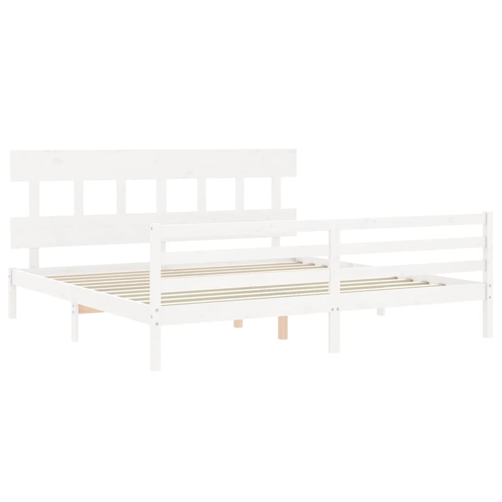 vidaXL Bed Frame without Mattress White Super King Size Solid Wood