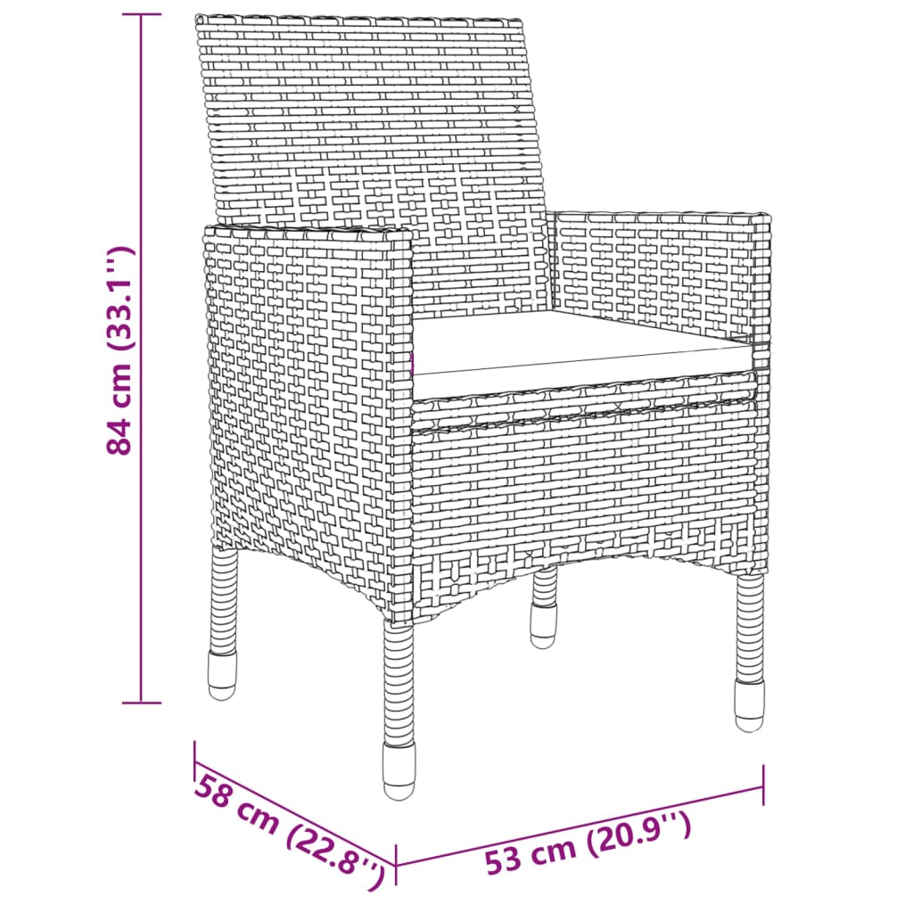 vidaXL 7 Piece Garden Dining Set Poly Rattan and Tempered Glass Brown