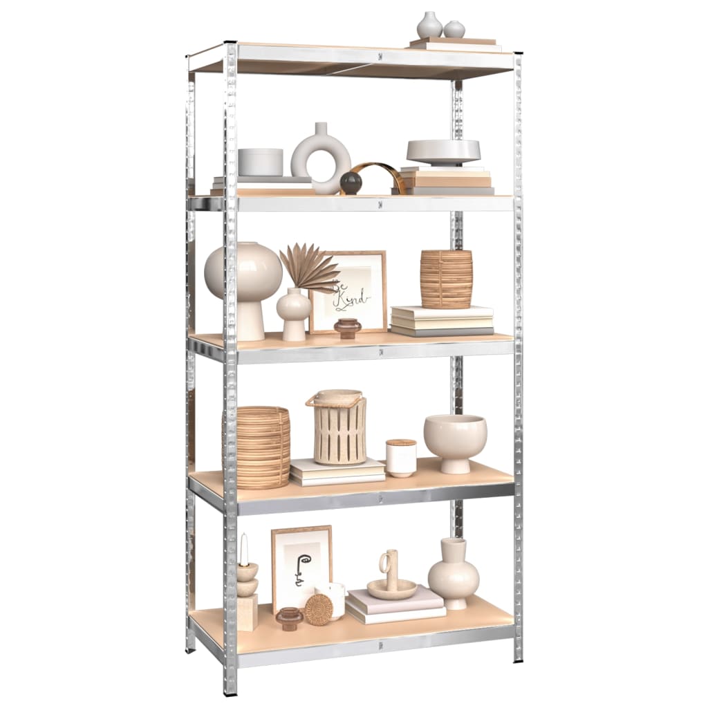 vidaXL 5-Layer Shelves 2 pcs Silver Steel&Engineered Wood