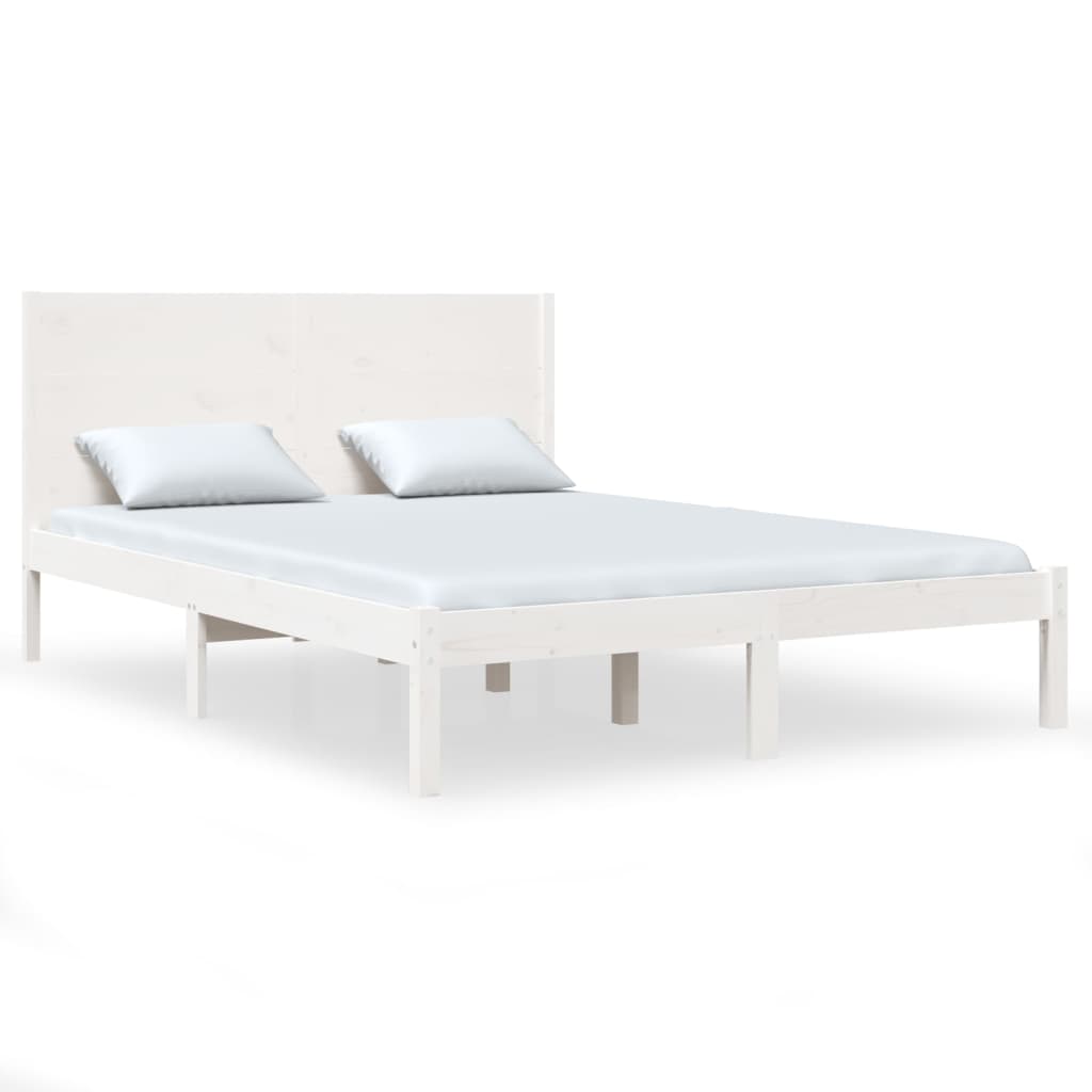 vidaXL Bed Frame without Mattress White 150x200 cm King Size Solid Wood