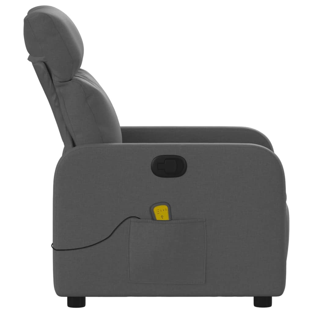 vidaXL Massage Recliner Chair Dark Grey Fabric