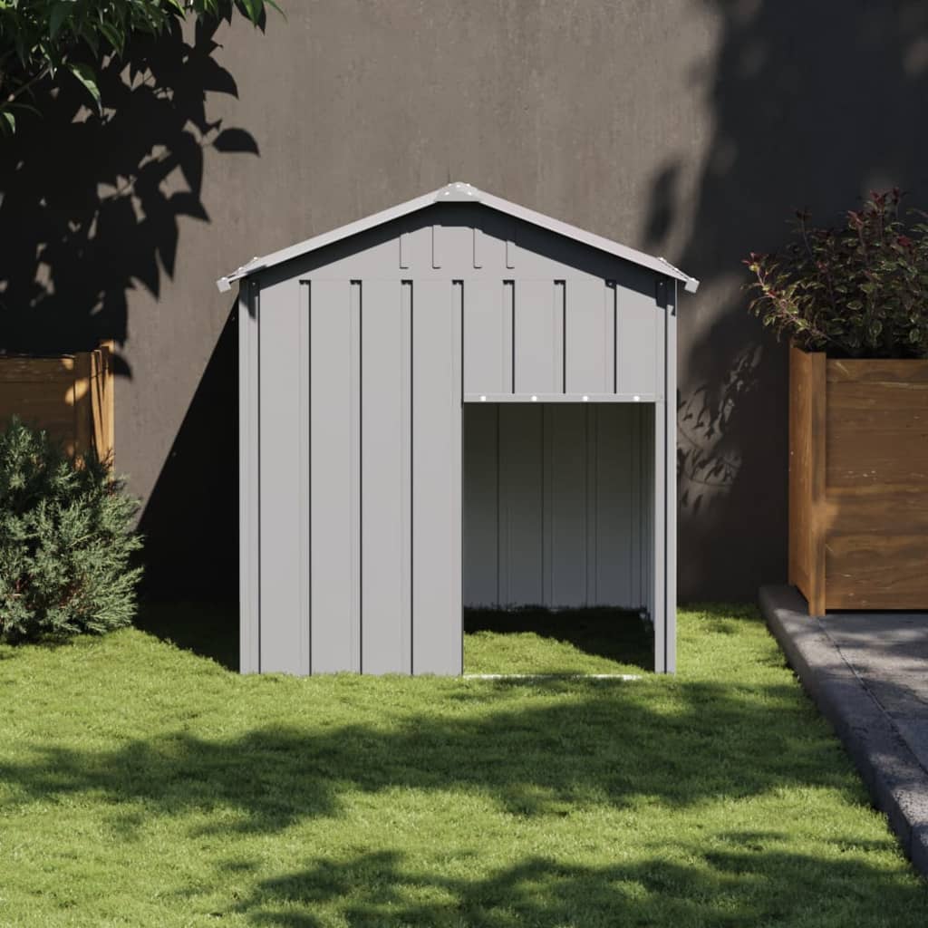 vidaXL Dog House with Roof Light Grey 117x103x123 cm Galvanised Steel