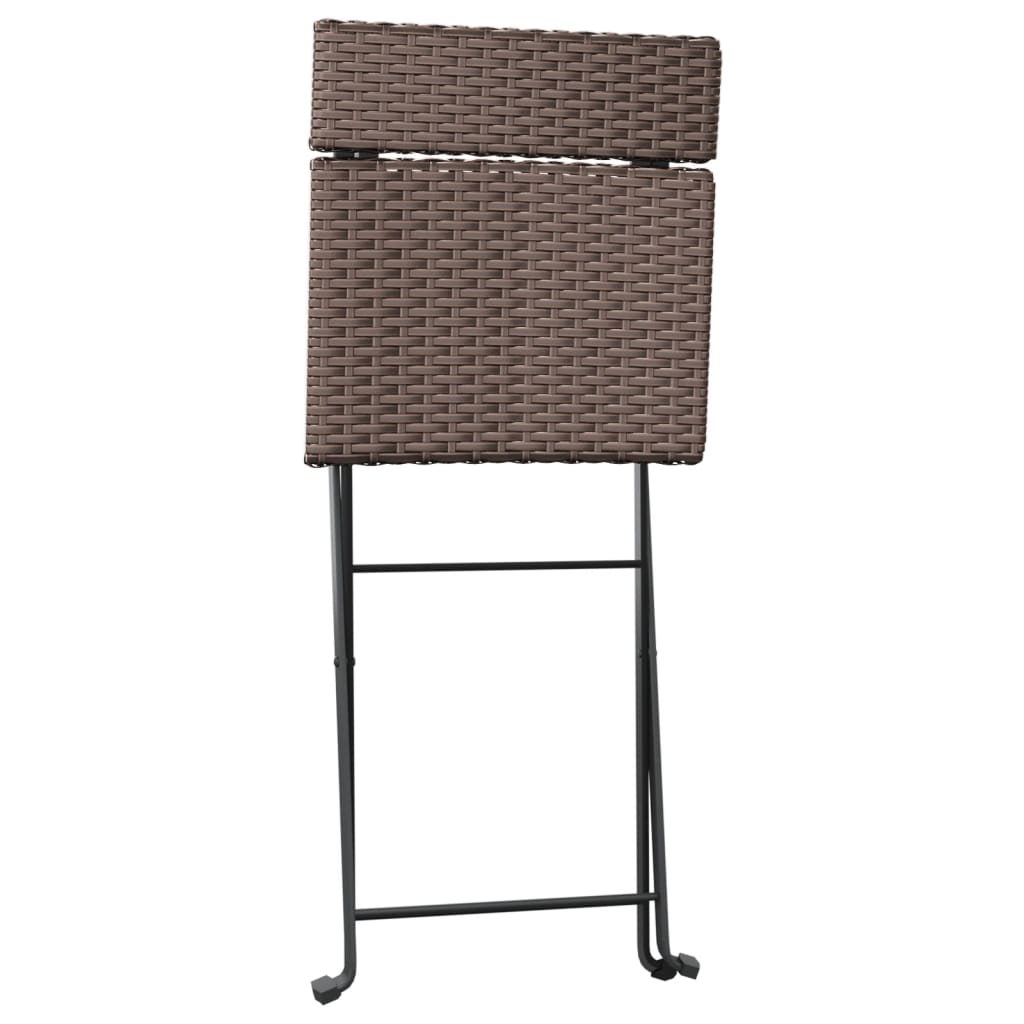 vidaXL 3 Piece Folding Bistro Set Brown Poly Rattan