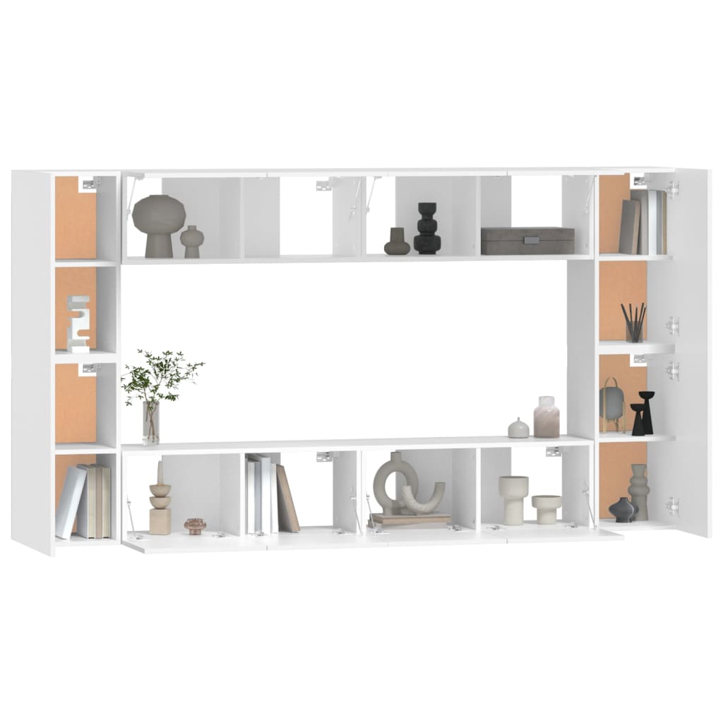 vidaXL 8 Piece TV Cabinet Set White Engineered Wood