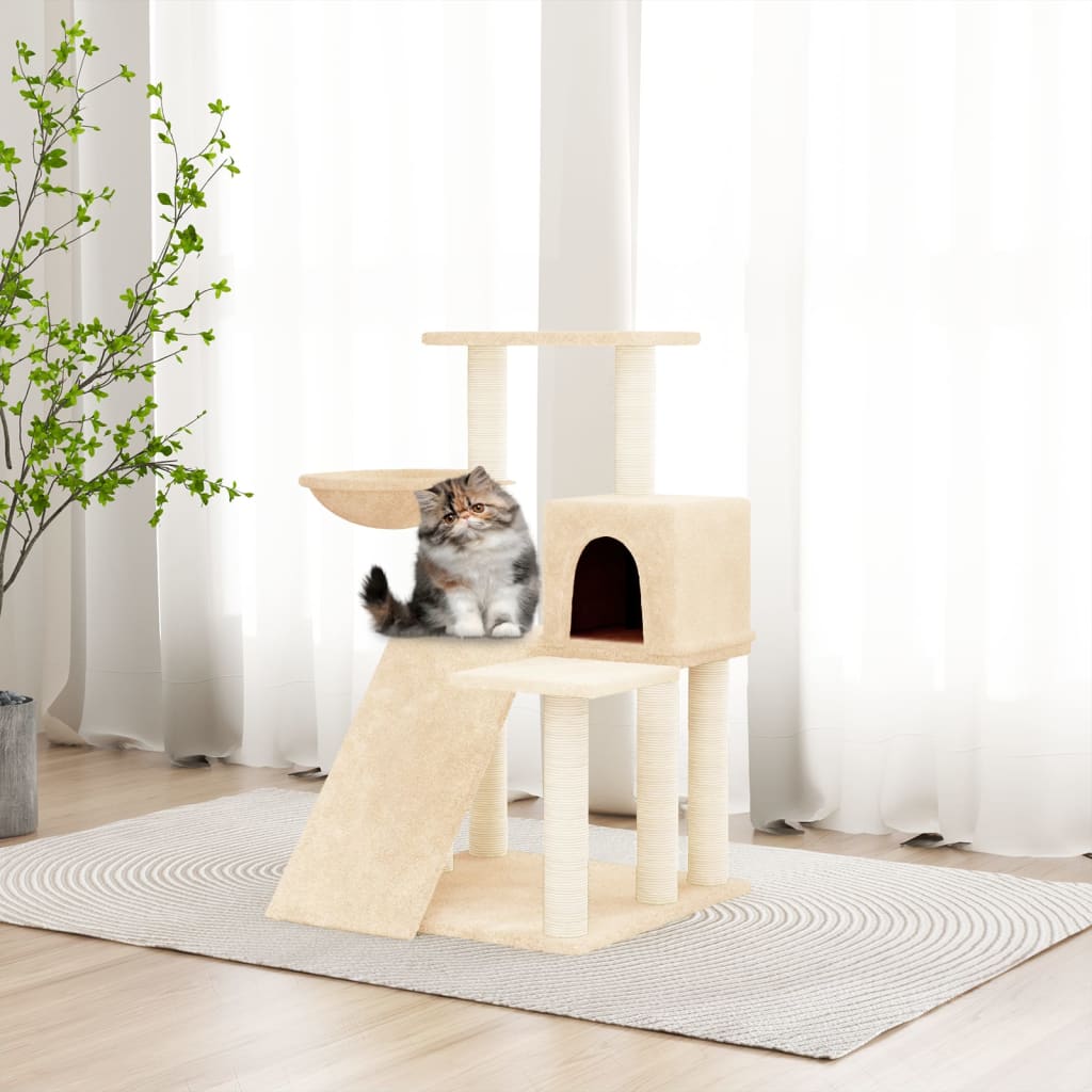 vidaXL Cat Tree with Sisal Scratching Posts Cream 82 cm