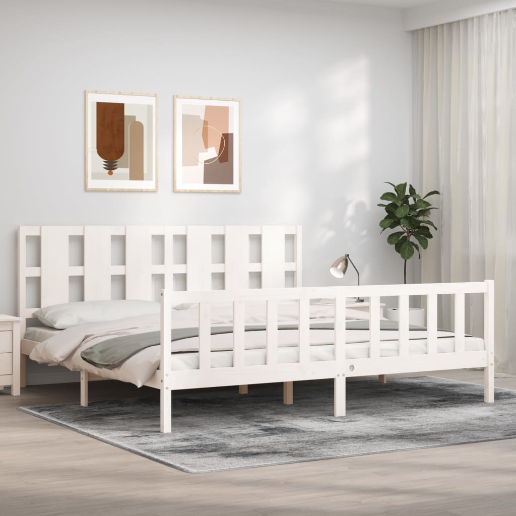 vidaXL Bed Frame without Mattress White Solid Wood Pine