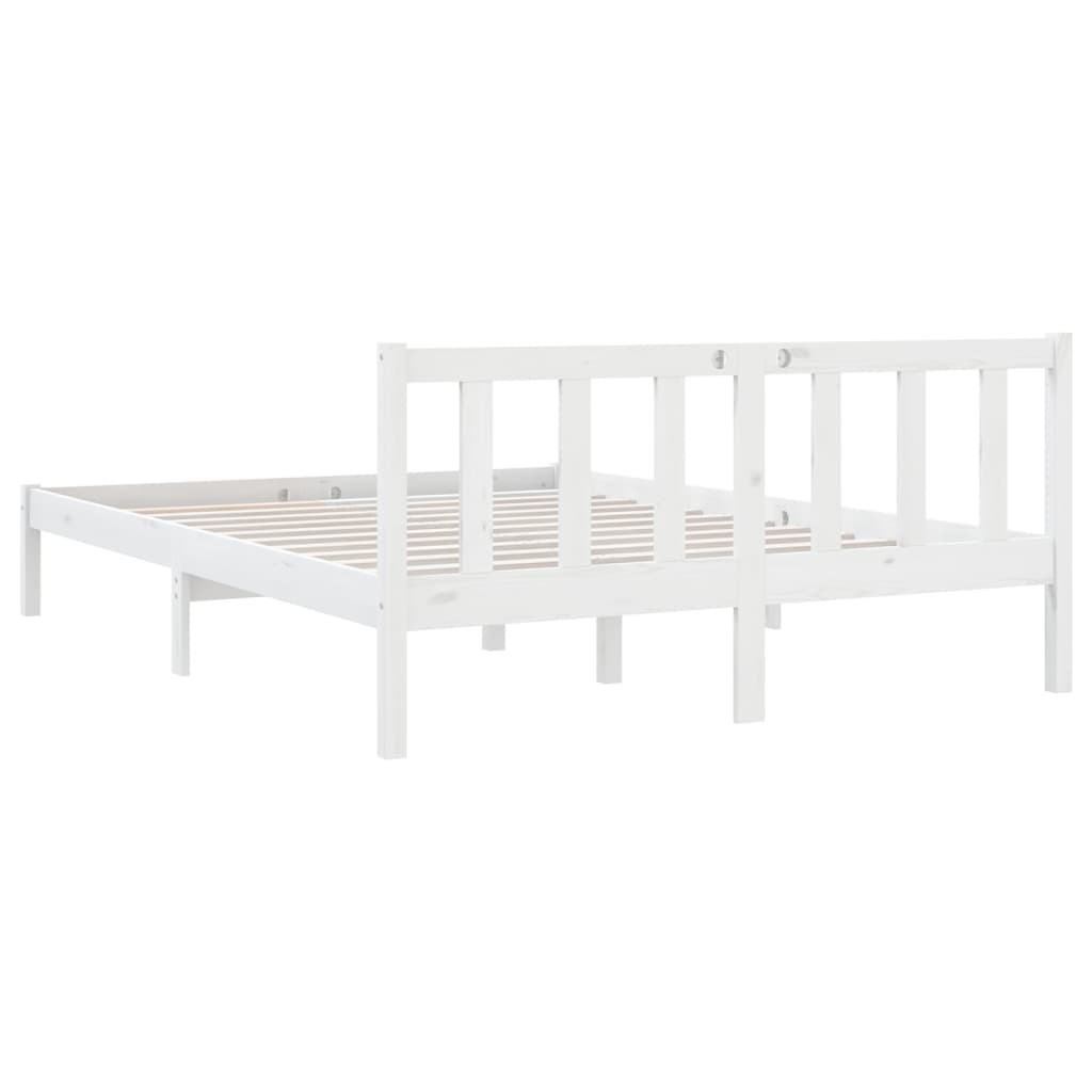 vidaXL Bed Frame without Mattress White Solid Wood Double