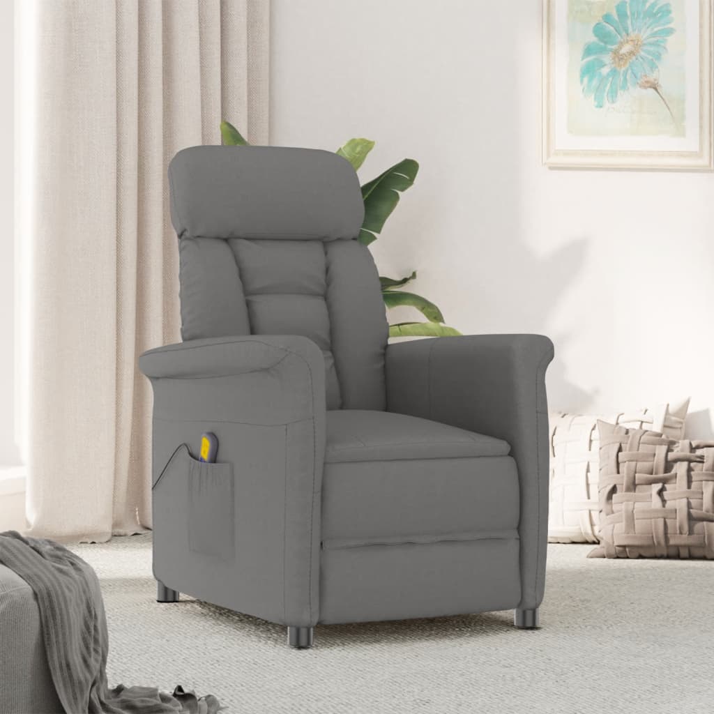 vidaXL Massage Chair Dark Grey Faux Suede Leather