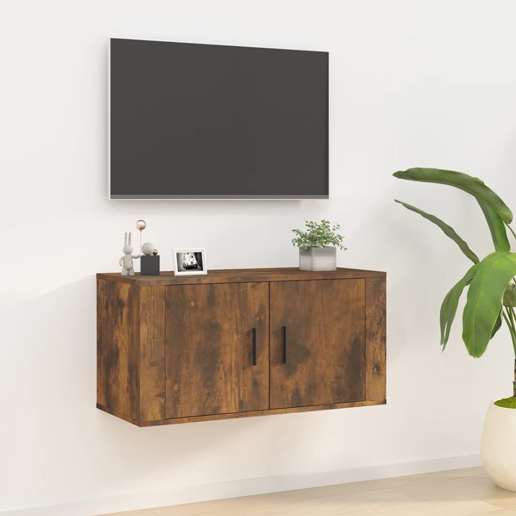 vidaXL Wall Mounted TV Cabinet Smoked Oak 80x34.5x40 cm