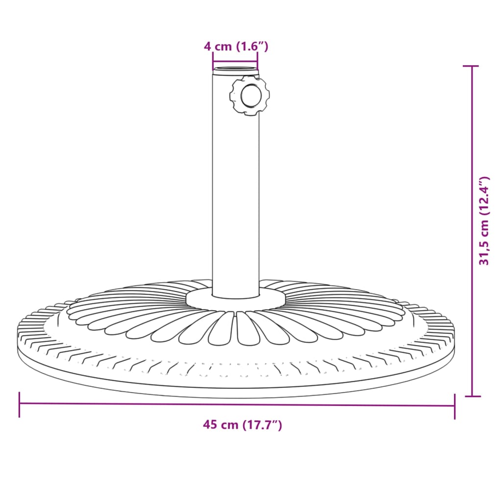 vidaXL Parasol Base for Ø38 / 48 mm Poles 12 kg Round