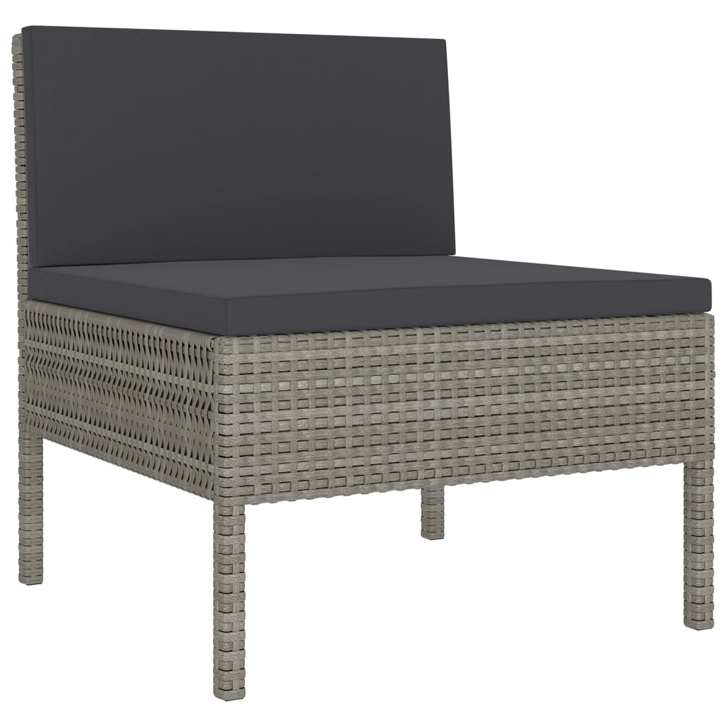 vidaXL 8 Piece Garden Lounge Set with Cushions Poly Rattan Grey