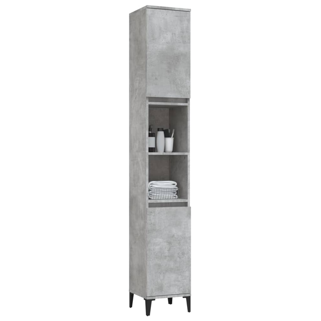 vidaXL Bathroom Cabinet Concrete Grey 30x30x190 cm Engineered Wood