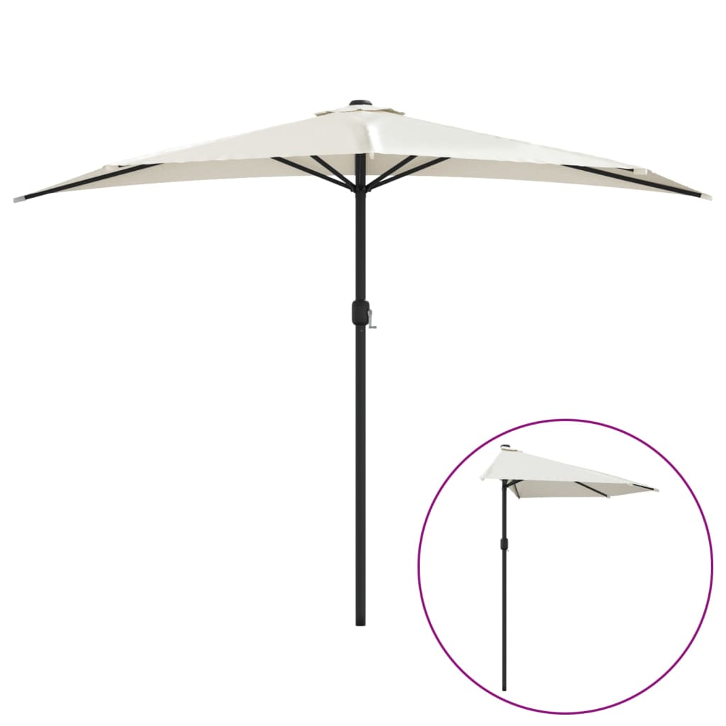 vidaXL Garden Parasol with Aluminium Pole Sand 300x155 cm Half